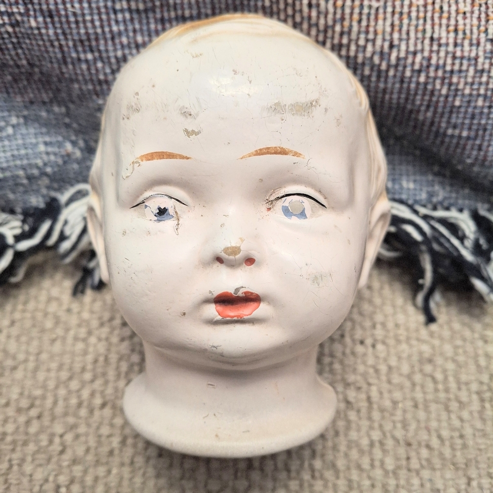 Antique Trion Toy Co 1910 Doll Head Creepy Oddities Composition Primitive
